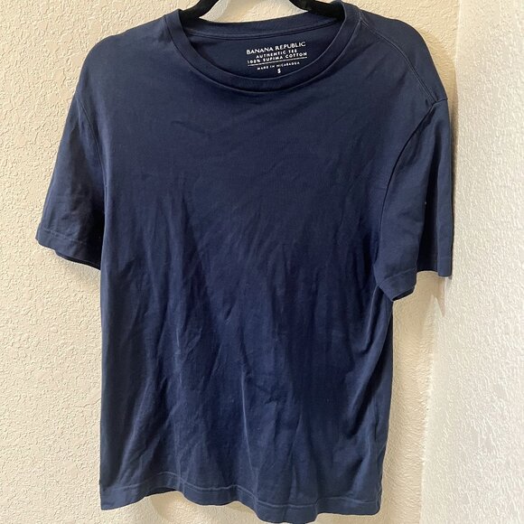 EUC Banana Republic Authentic Tee T-Shirt 100% Supima Cotton Navy Blue Small S - Picture 1 of 3